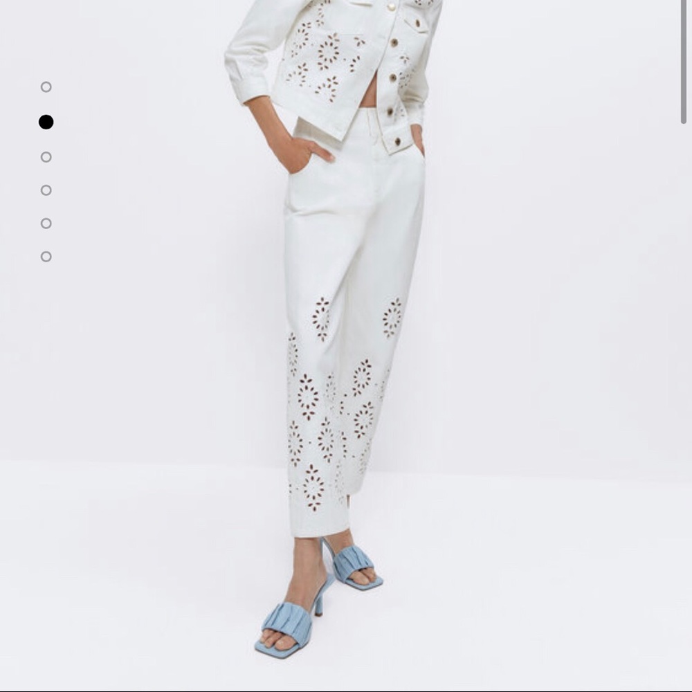 Uterque embroidery denim pants
